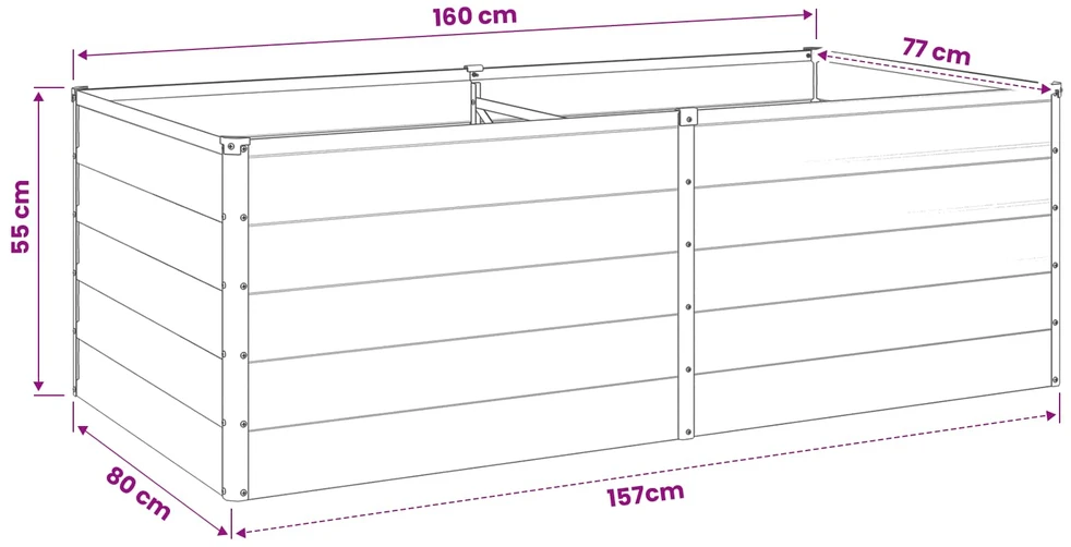 Pakelta sodo lova Juoda 160 x 80 x 55 cm