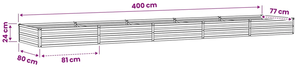 Pakelta sodo lova Juoda 400 x 80 x 24 cm