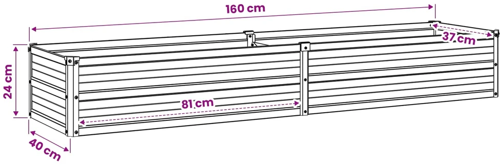 Pakelta sodo lova Pilka 160 x 40 x 24 cm