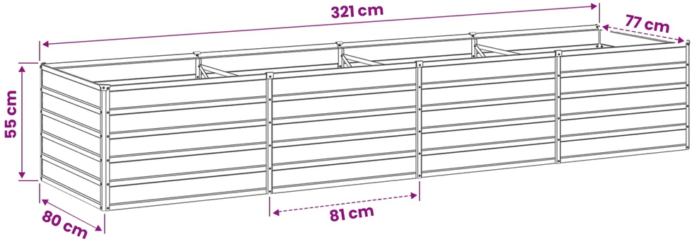 Pakelta sodo lova Pilka 320 x 80 x 55 cm