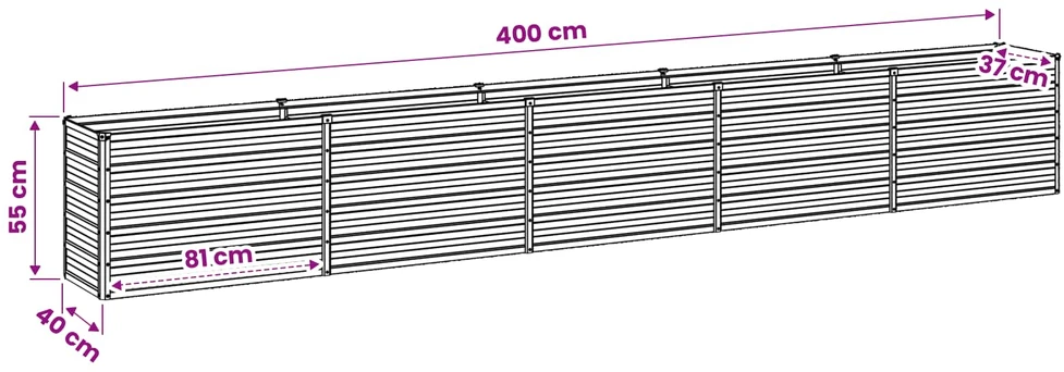 Pakelta sodo lova Pilka 400 x 40 x 55 cm