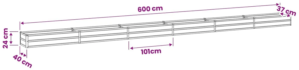 Pakelta sodo lova Pilka 600 x 40 x 24 cm