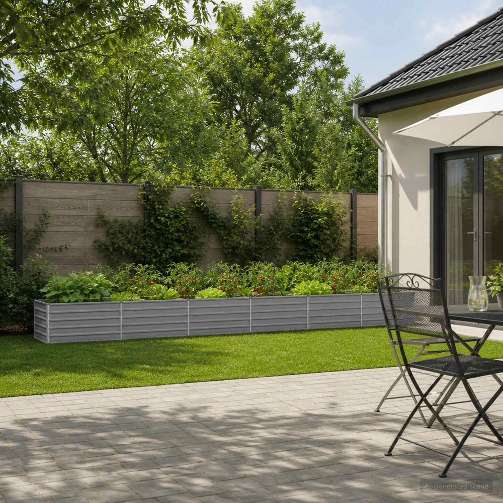 Pakelta sodo lova Pilka 600 x 80 x 55 cm Galvanizuotas plienas