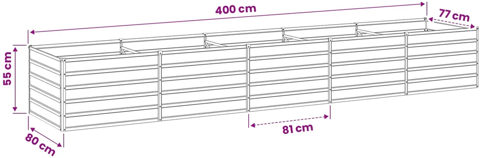 Pakelta sodo lova Ruda 400 x 80 x 55 cm