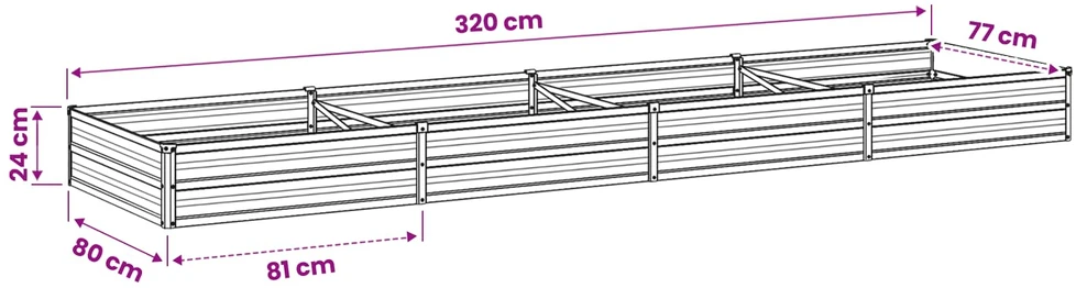 Pakelta sodo lova Žalia 320 x 80 x 24 cm