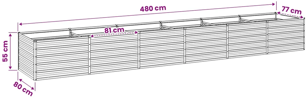 Pakelta sodo lova Žalia 480 x 80 x 55 cm