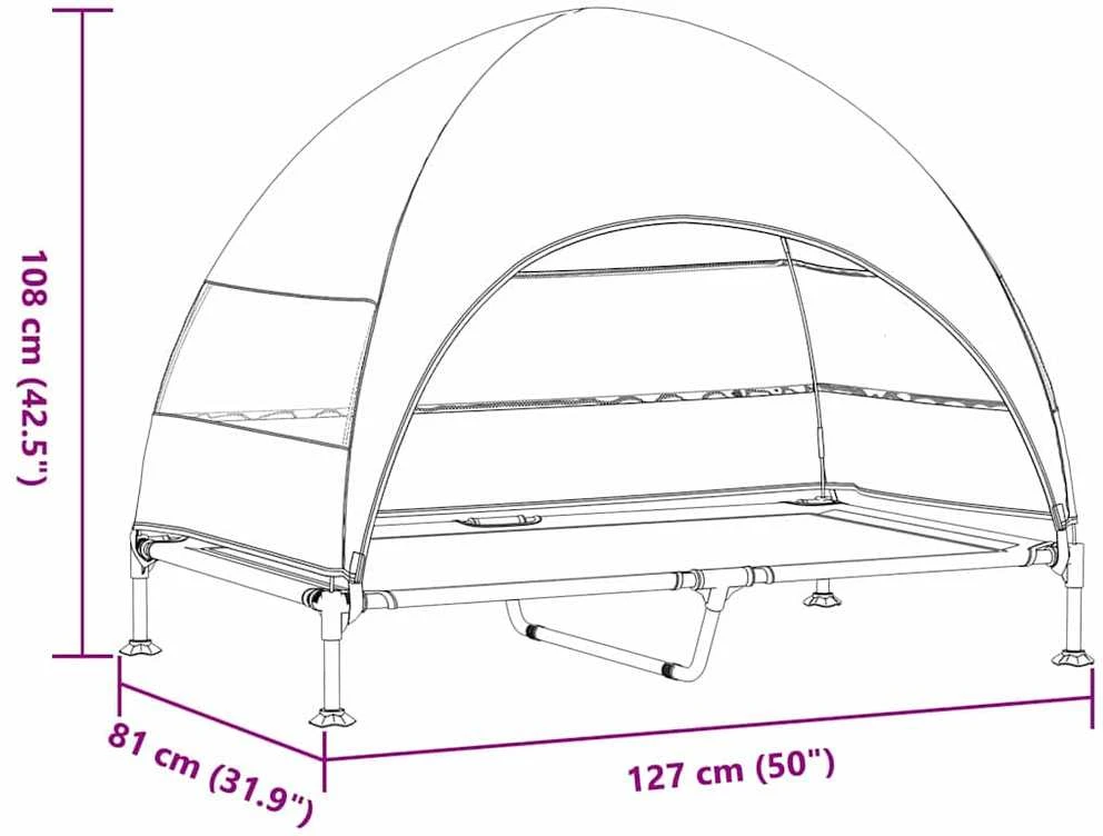Pakeltas šuns lova 127 x 81 x 108 cm Audinys ir plienas Ruda