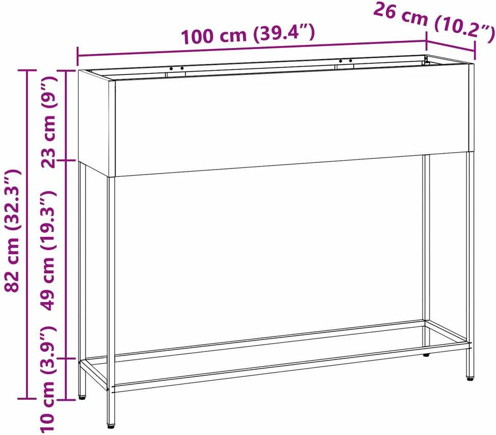 Pakeltas Sodo Vazonas Sidabro 100 x 26 x 82 cm Cinkuota plienas
