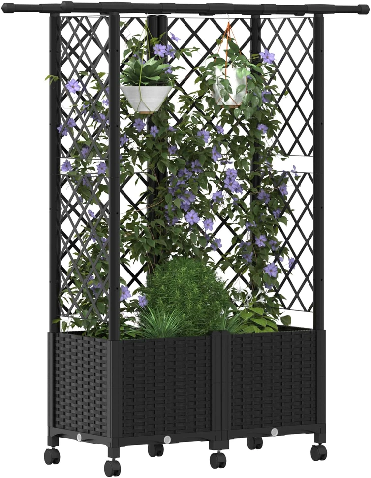 Pakeltas lovas su trelėmis ir stogu Juoda 124 x 40 x 142 cm PP