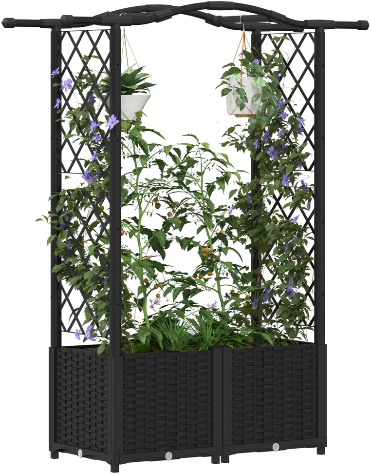 Pakeltas lovas su trelėmis ir stogu Juoda 125 x 40 x 138 cm PP