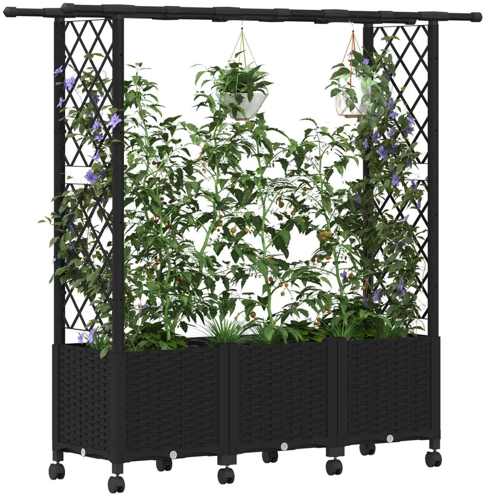 Pakeltas lovas su trelėmis ir stogu Juoda 162,5 x 40 x 142 cm