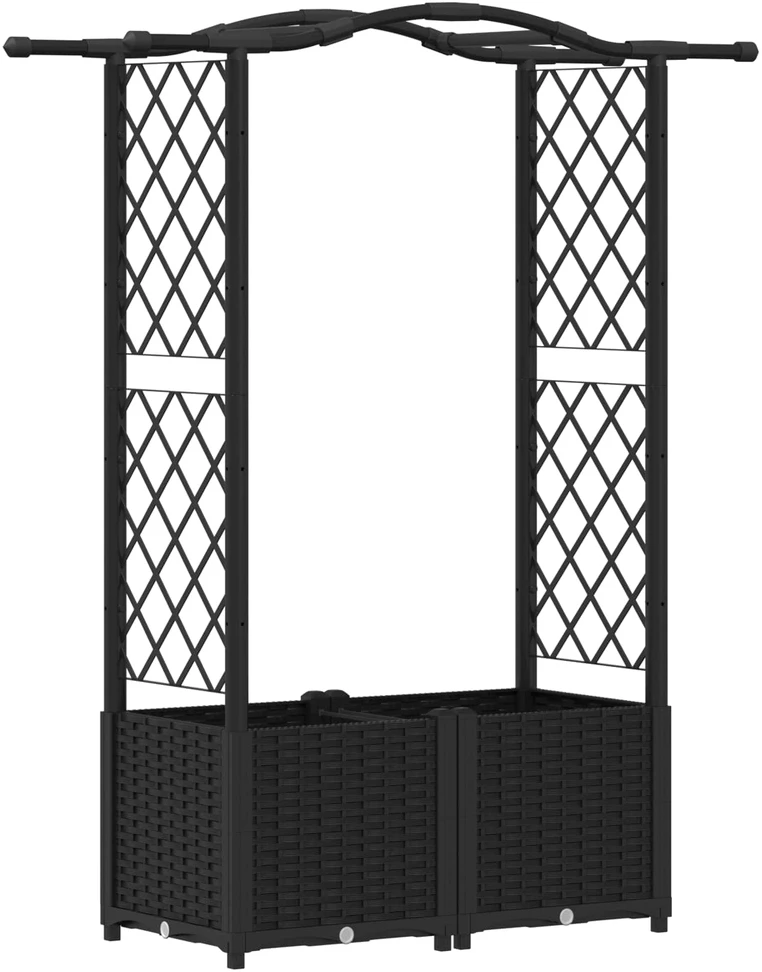 Pakeltas lovas su trelėmis ir stogu Juoda 125 x 40 x 138 cm PP