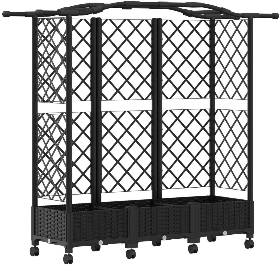 Pakeltas lovas su trelėmis ir stogu Juoda 163 x 40 x 129 cm PP