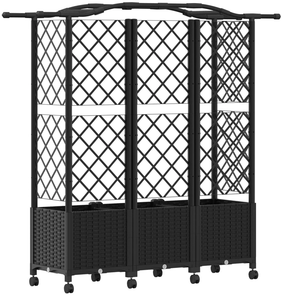 Pakeltas lovas su trelėmis ir stogu Juoda 163 x 40 x 144 cm PP