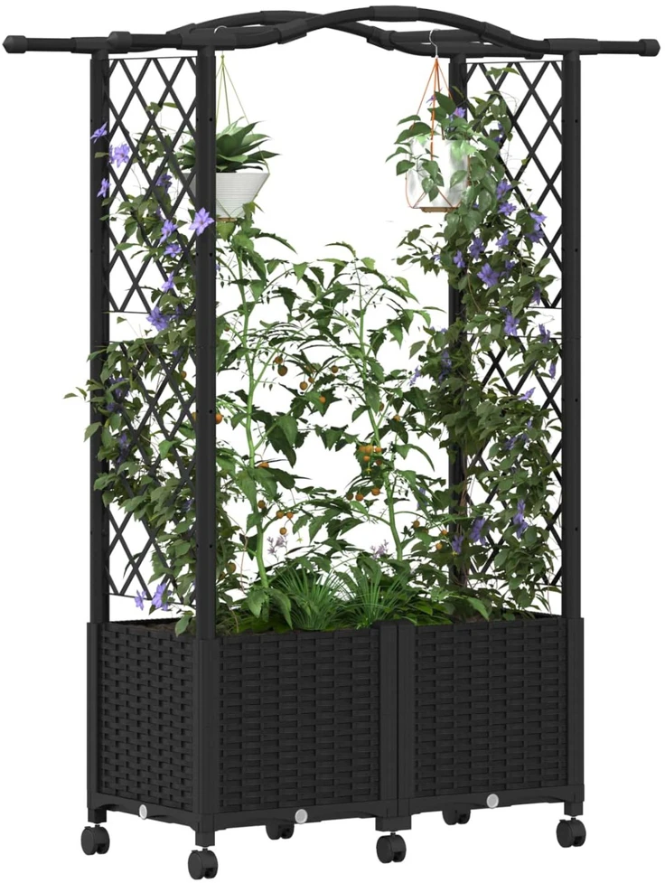 Pakeltas lovas su trelėmis ir stogu Juoda 125 x 40 x 144 cm PP