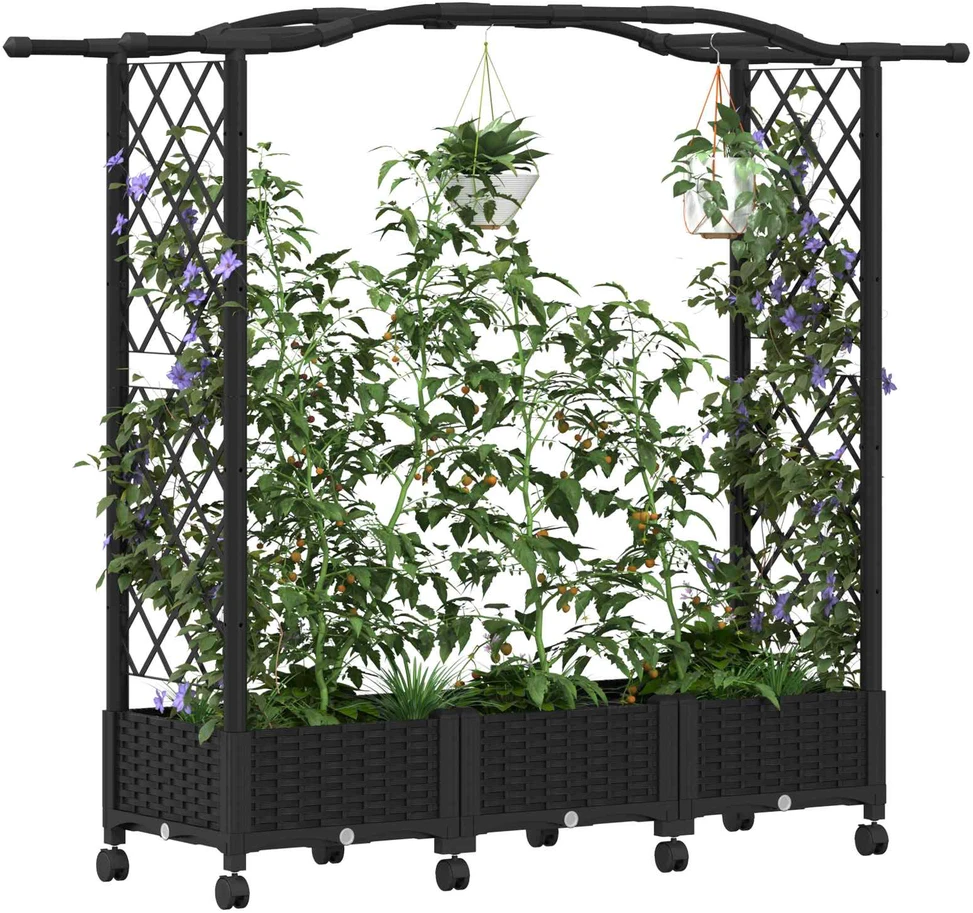 Pakeltas lovas su trelėmis ir stogu Juoda 169 x 40 x 129 cm PP
