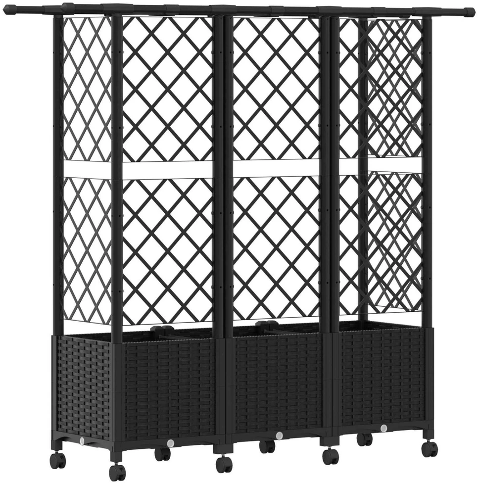 Pakeltas lovas su trelėmis ir stogu Juoda 163,5 x 40 x 142 cm