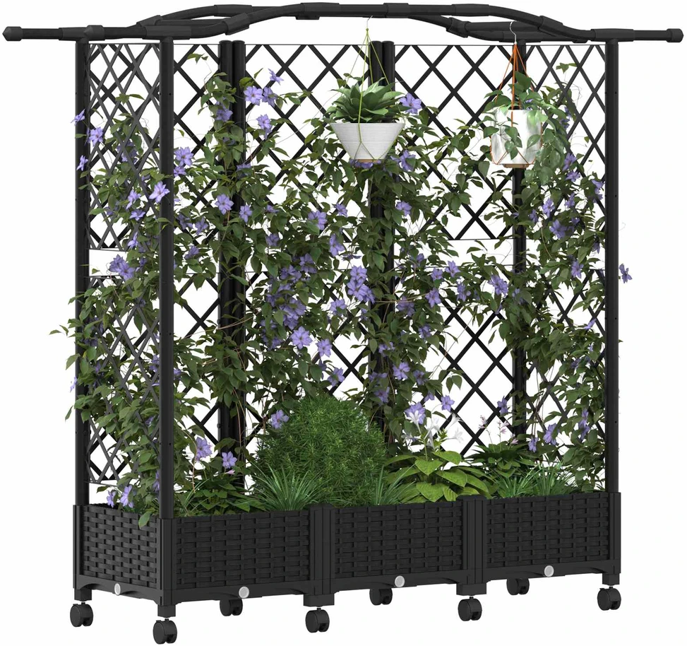 Pakeltas lovas su trelėmis ir stogu Juoda 163 x 40 x 129 cm PP