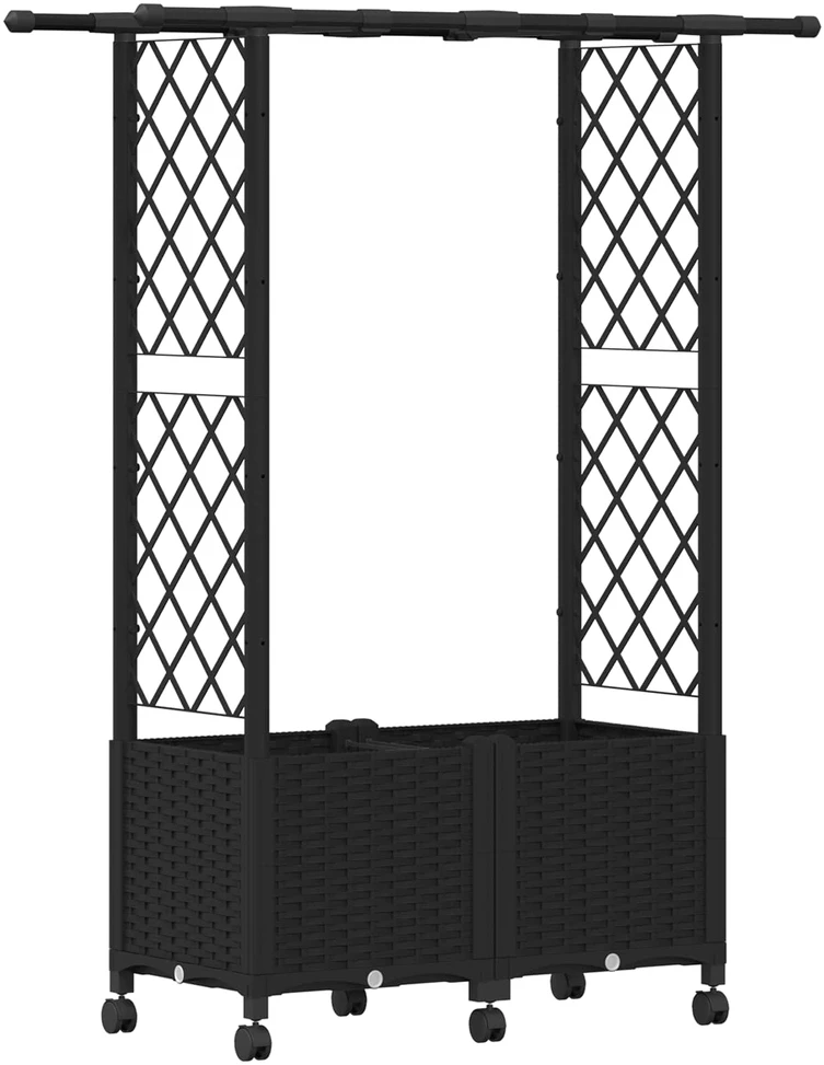Pakeltas lovas su trelėmis ir stogu Juoda 124,5 x 40 x 142 cm