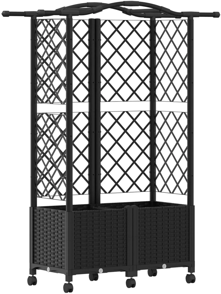 Pakeltas lovas su trelėmis ir stogu Juoda 122 x 40 x 144 cm PP
