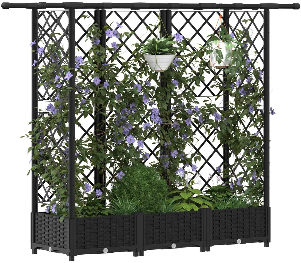 Pakeltas lovas su trelėmis ir stogu Juoda 164 x 40 x 121 cm PP
