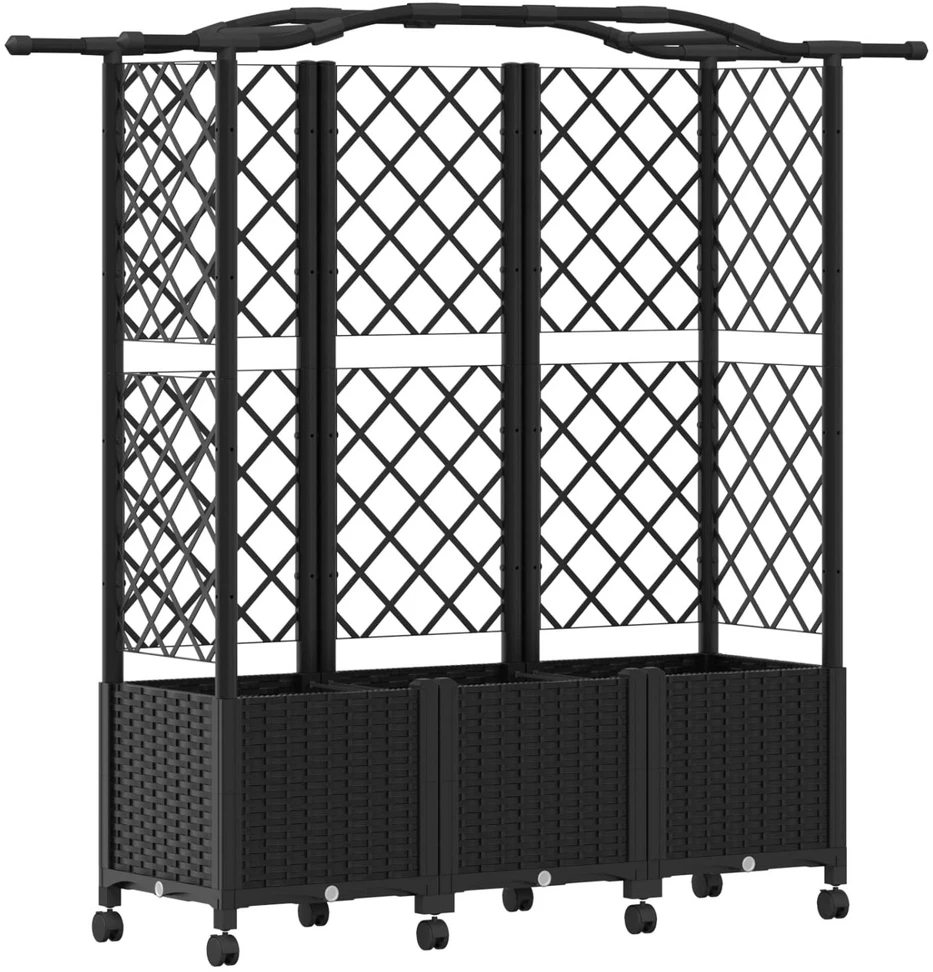 Pakeltas lovas su trelėmis ir stogu Juoda 163 x 40 x 144 cm PP