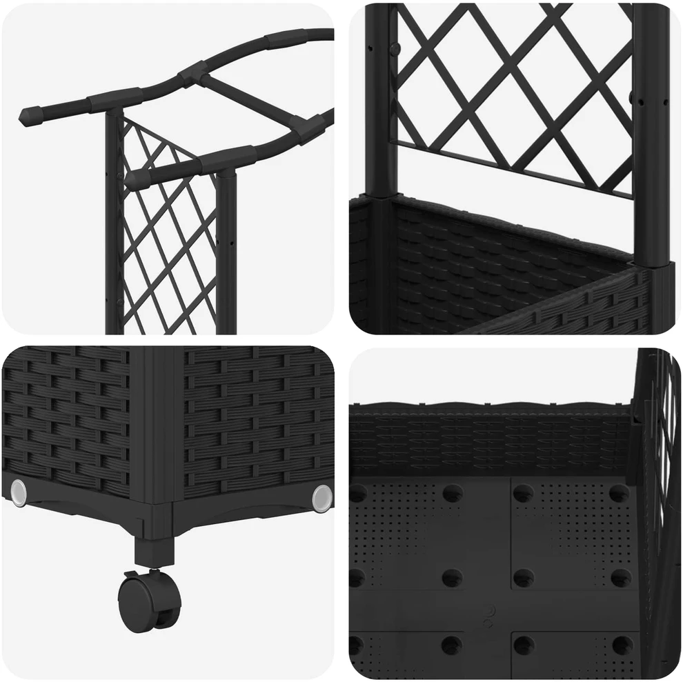 Pakeltas lovas su trelėmis ir stogu Juoda 124 x 40 x 129 cm PP