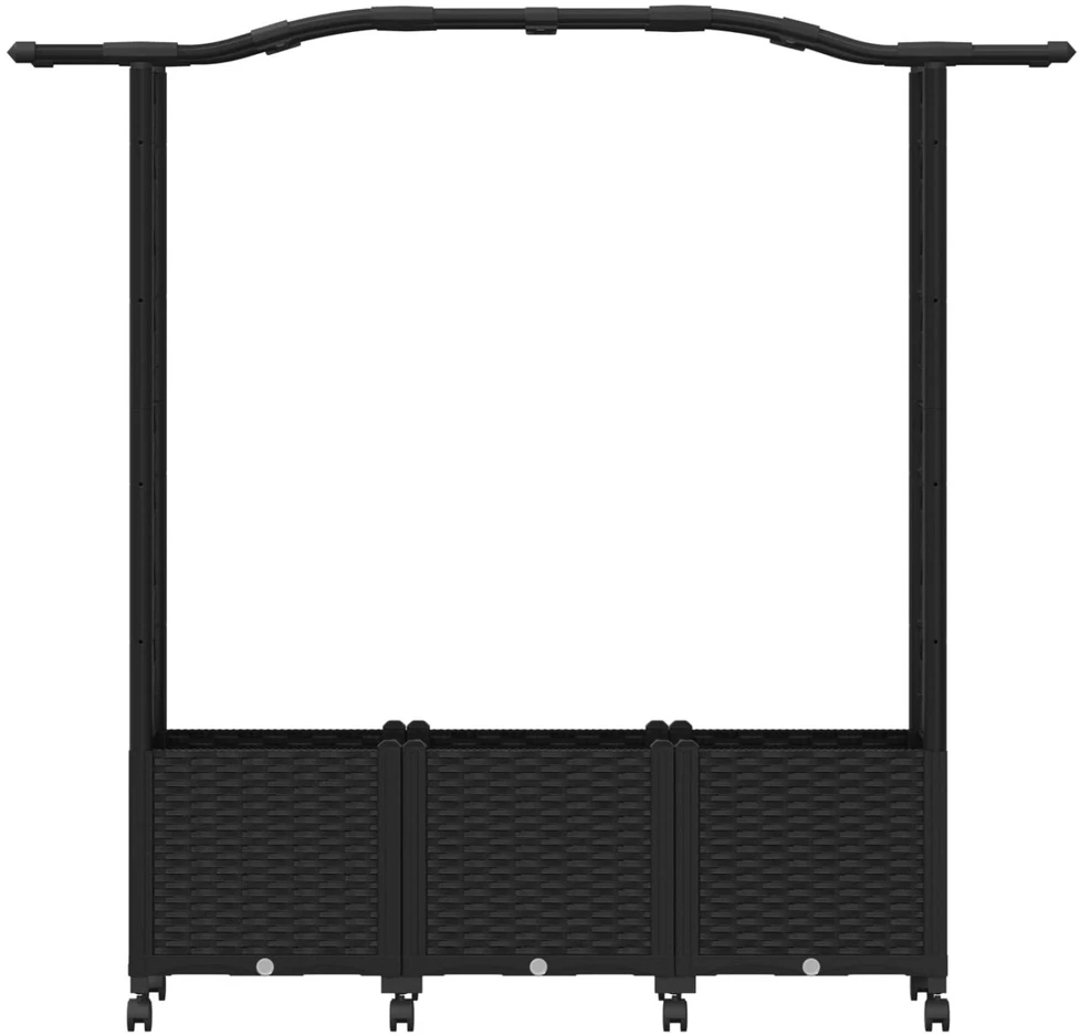Pakeltas lovas su trelėmis ir stogu Juoda 164 x 40 x 144 cm PP