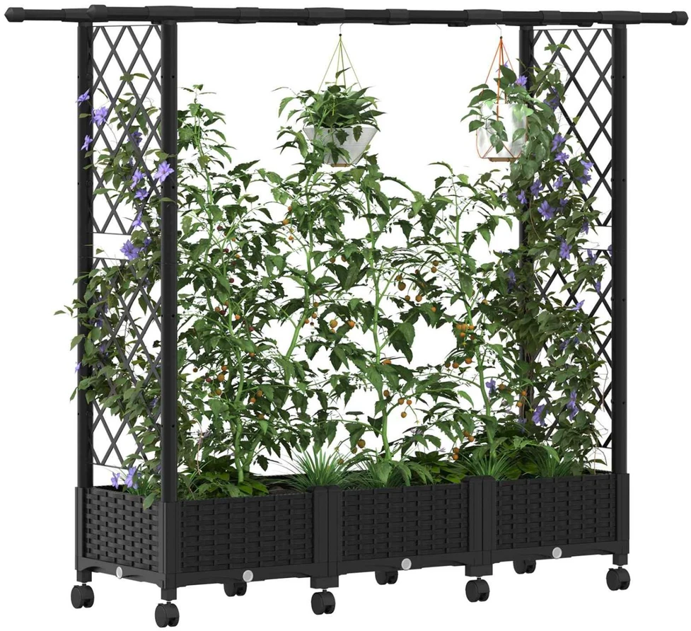 Pakeltas lovas su trelėmis ir stogu Juoda 164 x 40 x 127 cm PP