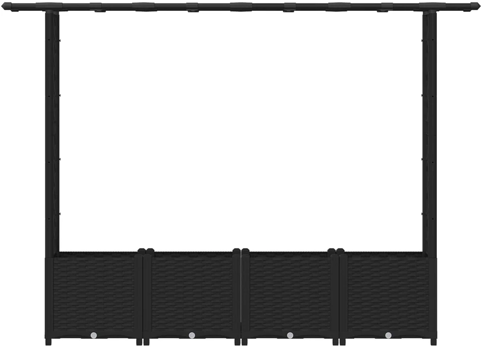 Pakeltas lovas su trelėmis ir stogu Juoda 203 x 40 x 136 cm PP