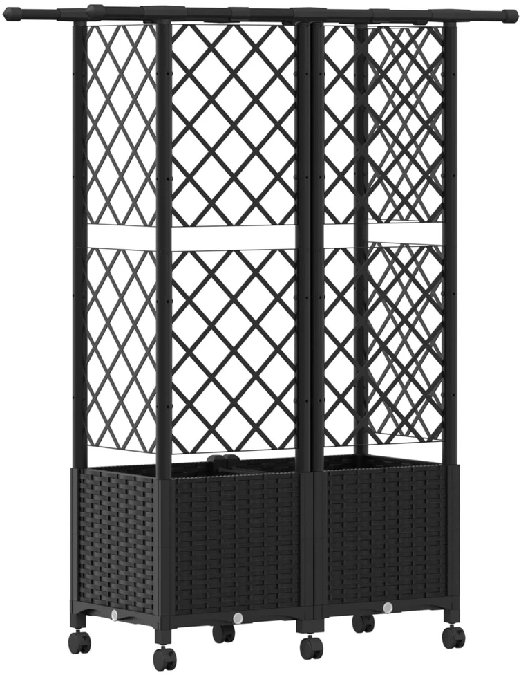 Pakeltas lovas su trelėmis ir stogu Juoda 124 x 40 x 142 cm PP