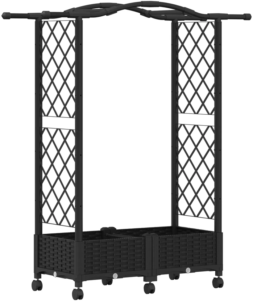 Pakeltas lovas su trelėmis ir stogu Juoda 124 x 40 x 129 cm PP