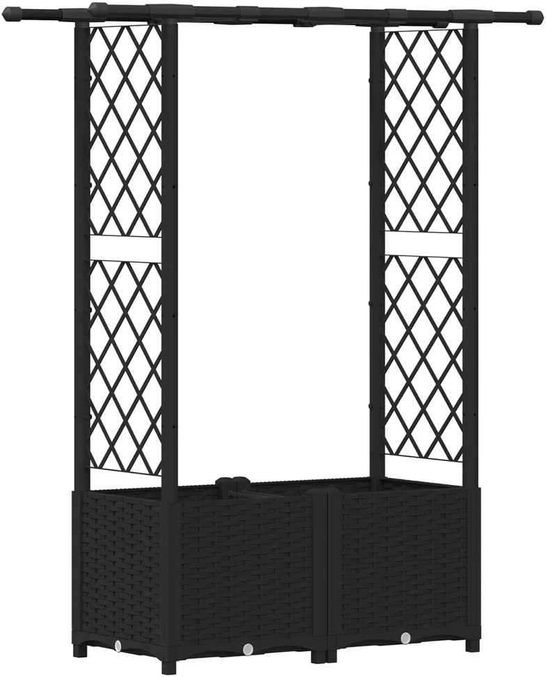 Pakeltas lovas su trelėmis ir stogu Juoda 124,5 x 40 x 136 cm