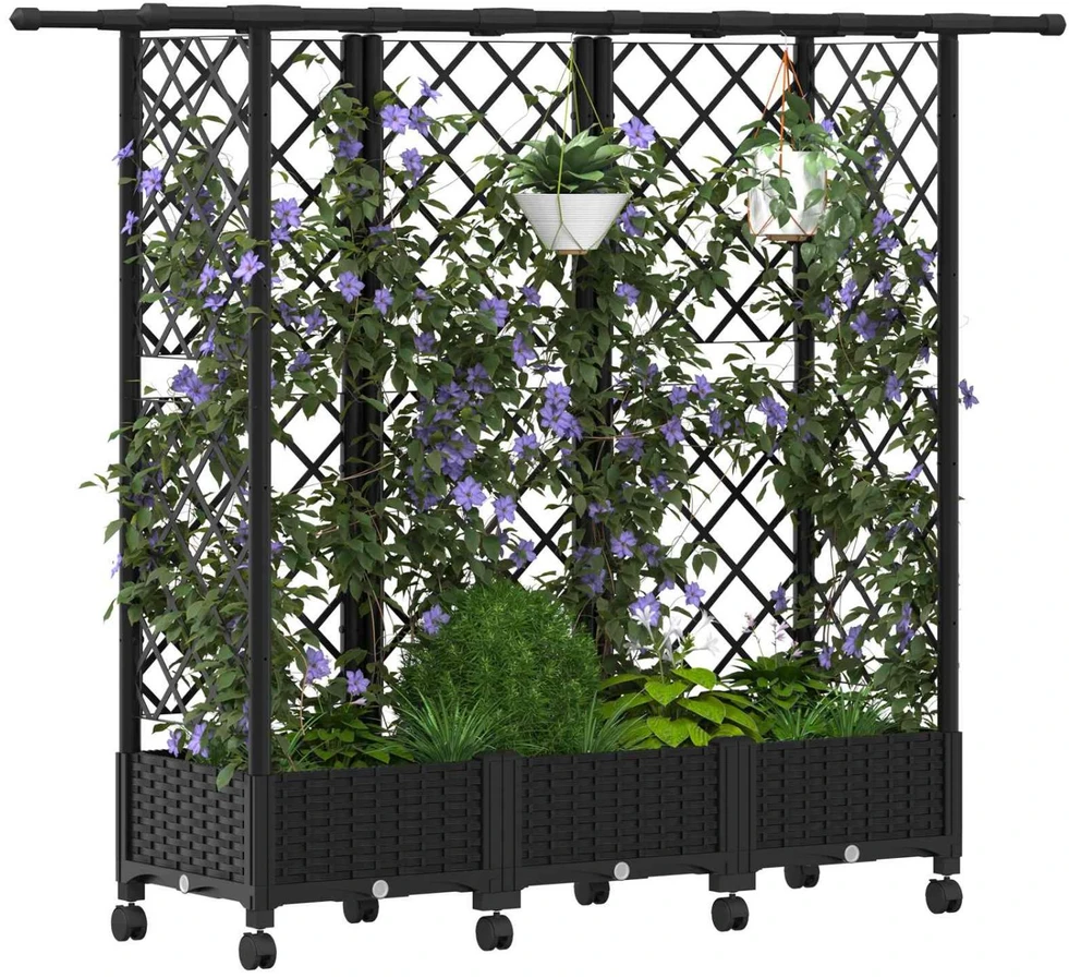 Pakeltas lovas su trelėmis ir stogu Juoda 164 x 40 x 127 cm PP