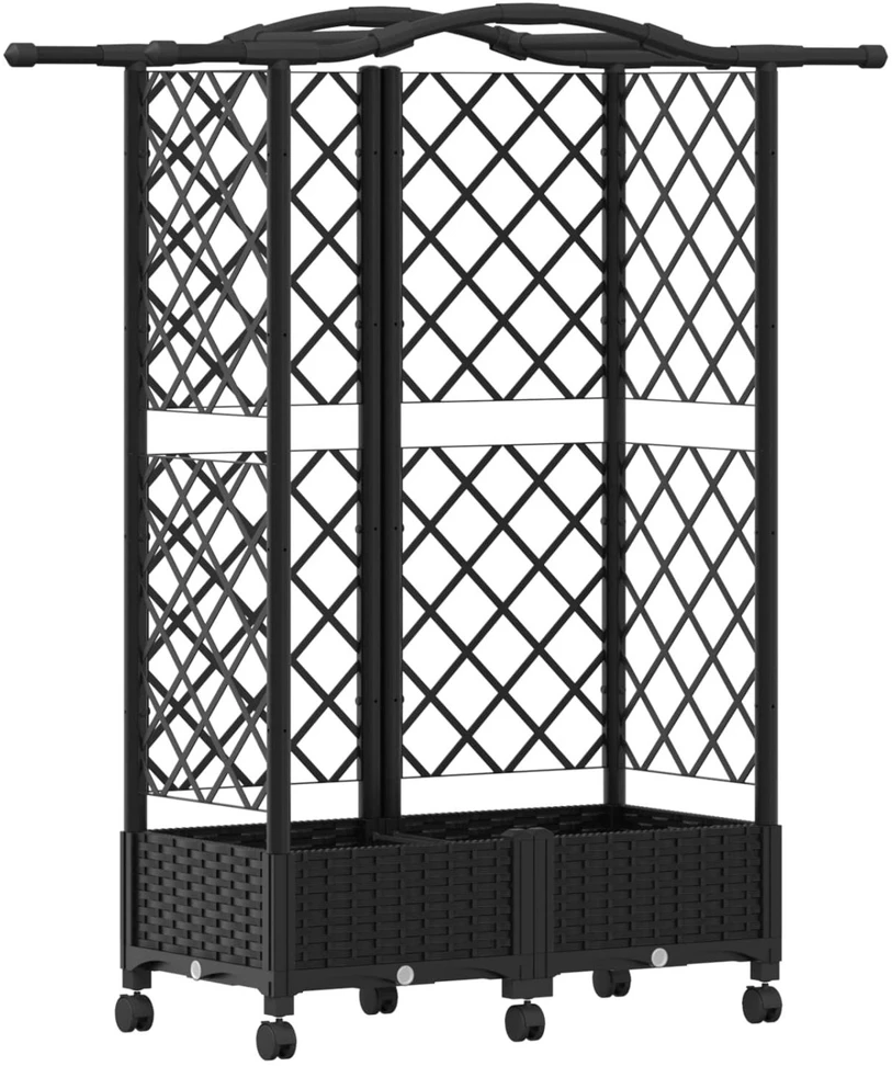 Pakeltas lovas su trelėmis ir stogu Juoda 124 x 40 x 129 cm PP