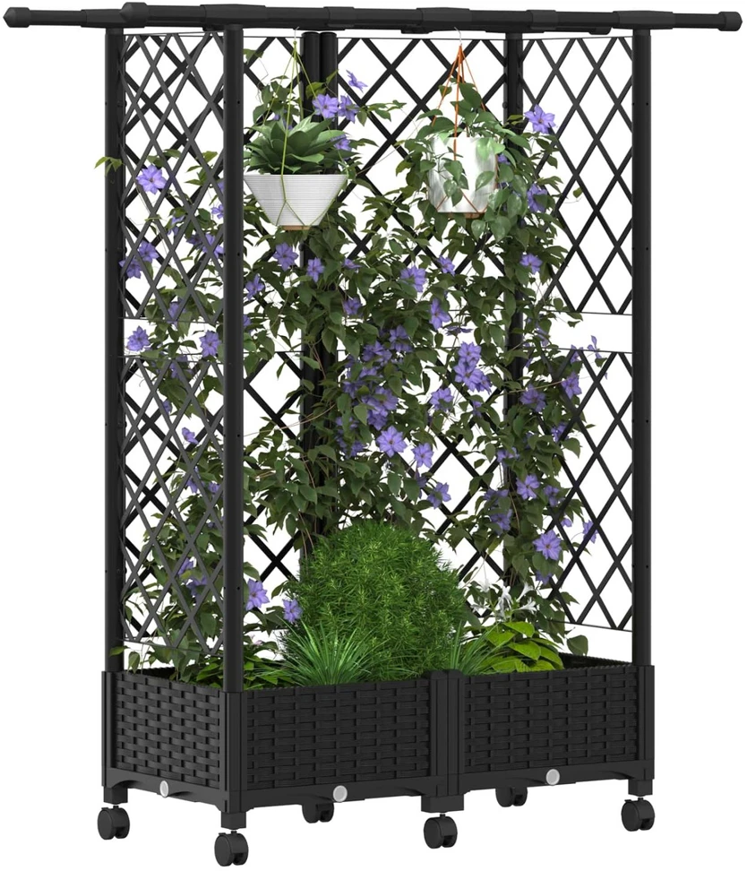 Pakeltas lovas su trelėmis ir stogu Juoda 124 x 40 x 127 cm PP
