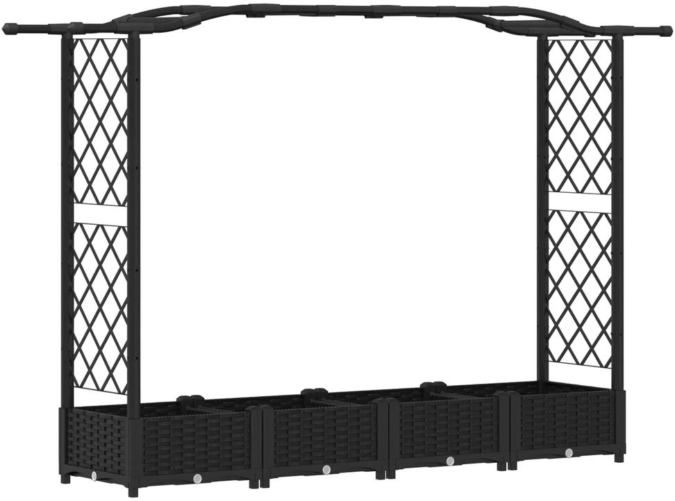 Pakeltas lovas su trelėmis ir stogu Juoda 207 x 40 x 123 cm PP