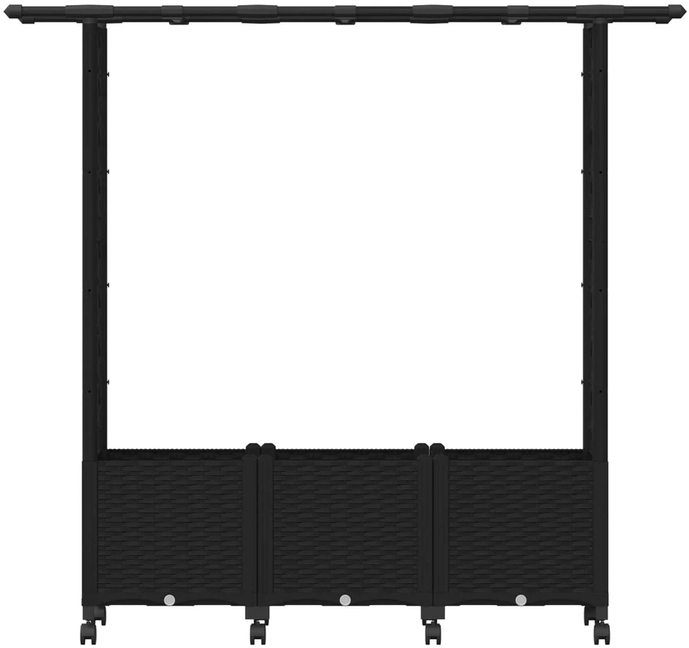 Pakeltas lovas su trelėmis ir stogu Juoda 162,5 x 40 x 142 cm
