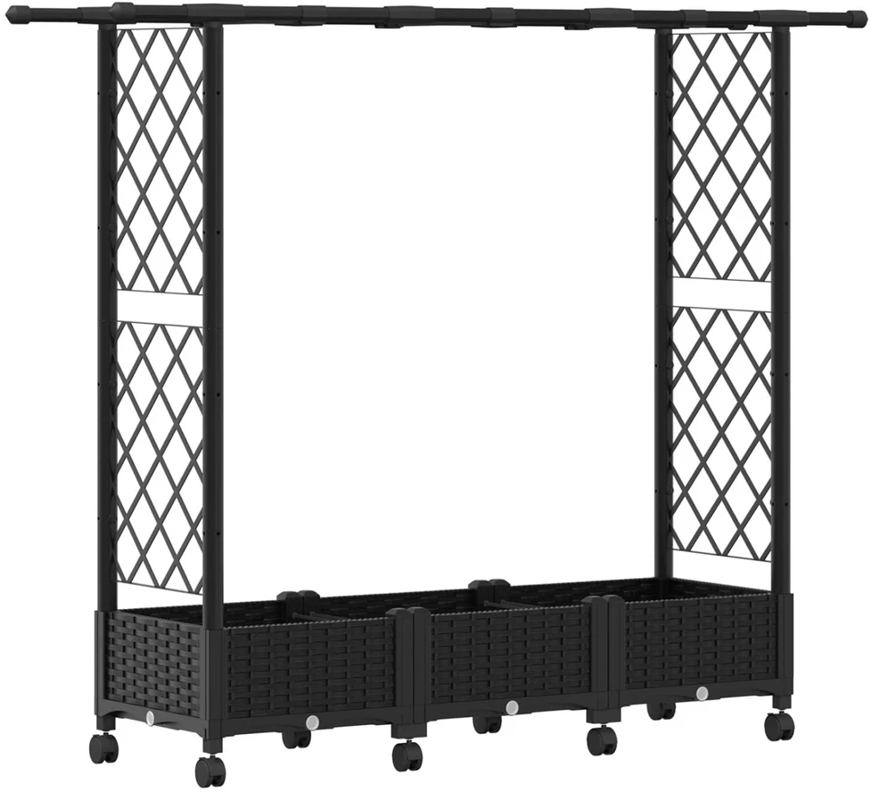 Pakeltas lovas su trelėmis ir stogu Juoda 164 x 40 x 127 cm PP