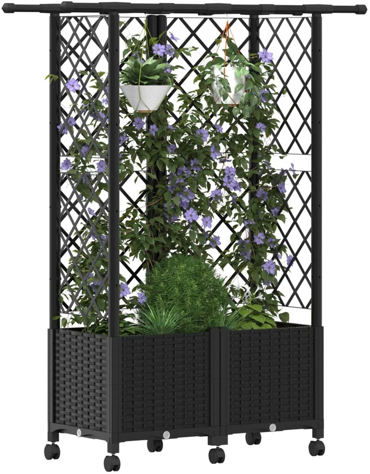 Pakeltas lovas su trelėmis ir stogu Juoda 124 x 40 x 142 cm PP