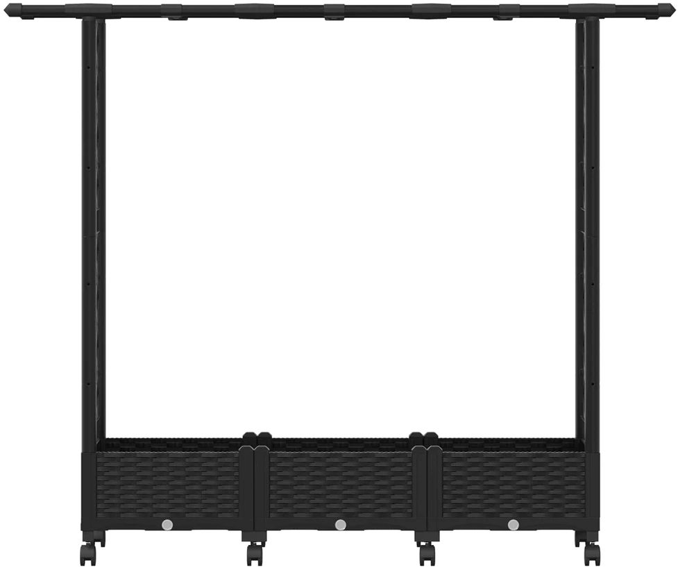 Pakeltas lovas su trelėmis ir stogu Juoda 164 x 40 x 127 cm PP