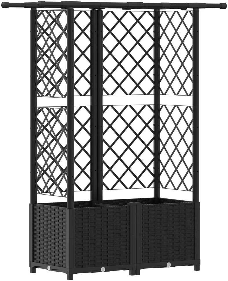 Pakeltas lovas su trelėmis ir stogu Juoda 124 x 40 x 136 cm PP