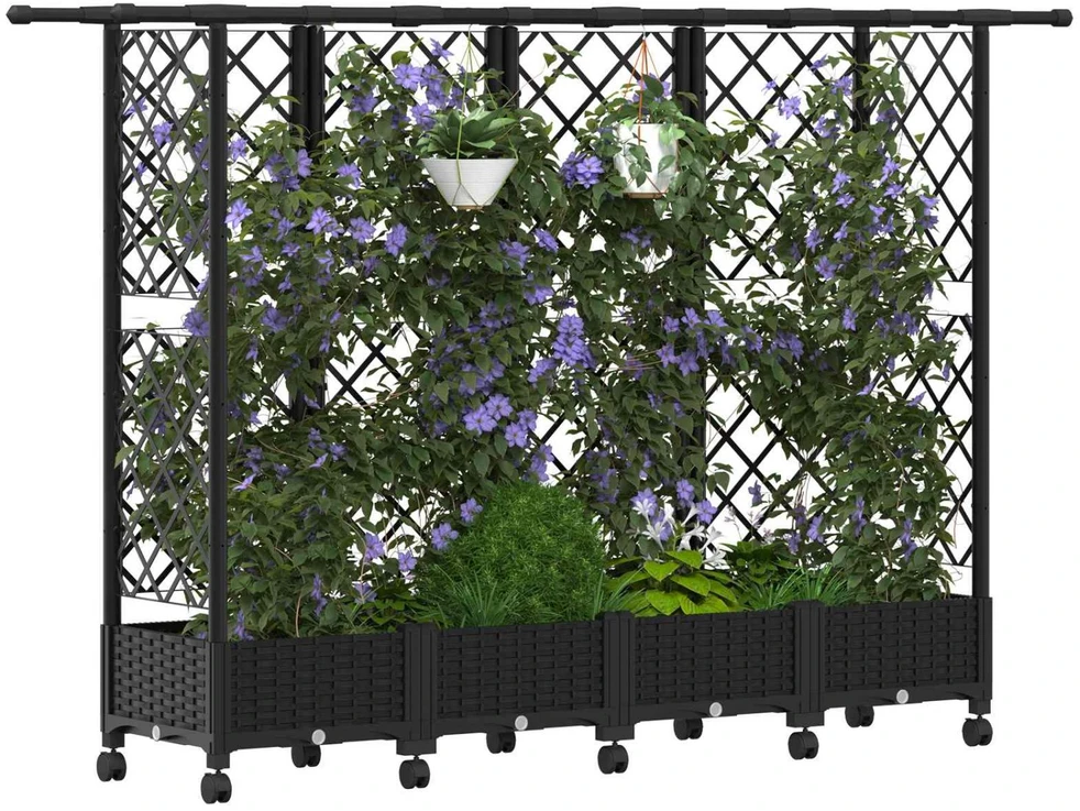 Pakeltas lovas su trelėmis ir stogu Juoda 202,5 x 40 x 127 cm
