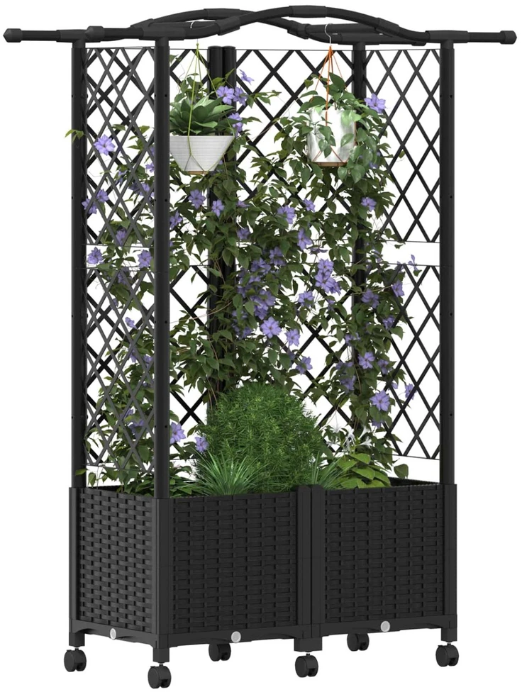 Pakeltas lovas su trelėmis ir stogu Juoda 122 x 40 x 144 cm PP