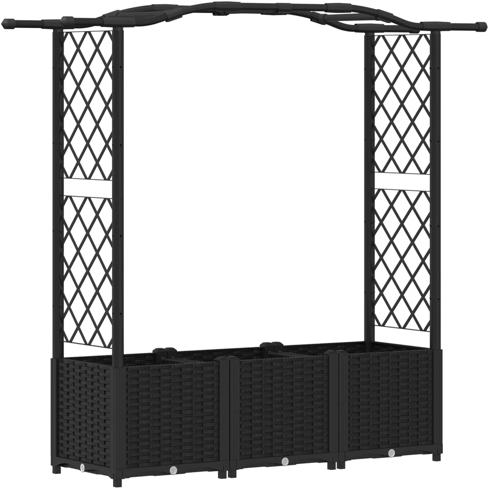 Pakeltas lovas su trelėmis ir stogu Juoda 164 x 40 x 138 cm PP