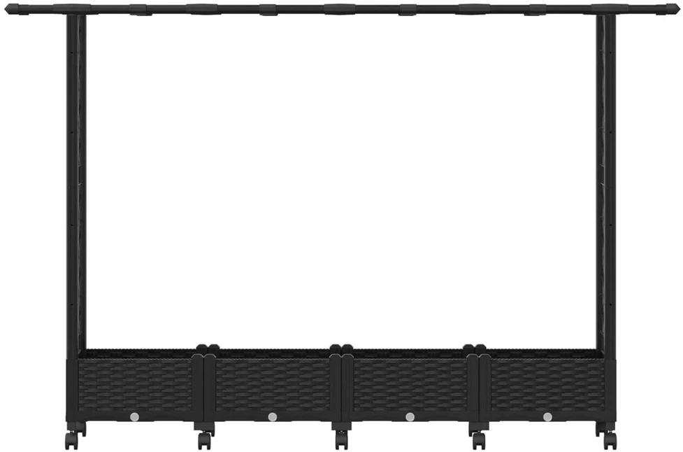 Pakeltas lovas su trelėmis ir stogu Juoda 203 x 40 x 127 cm PP