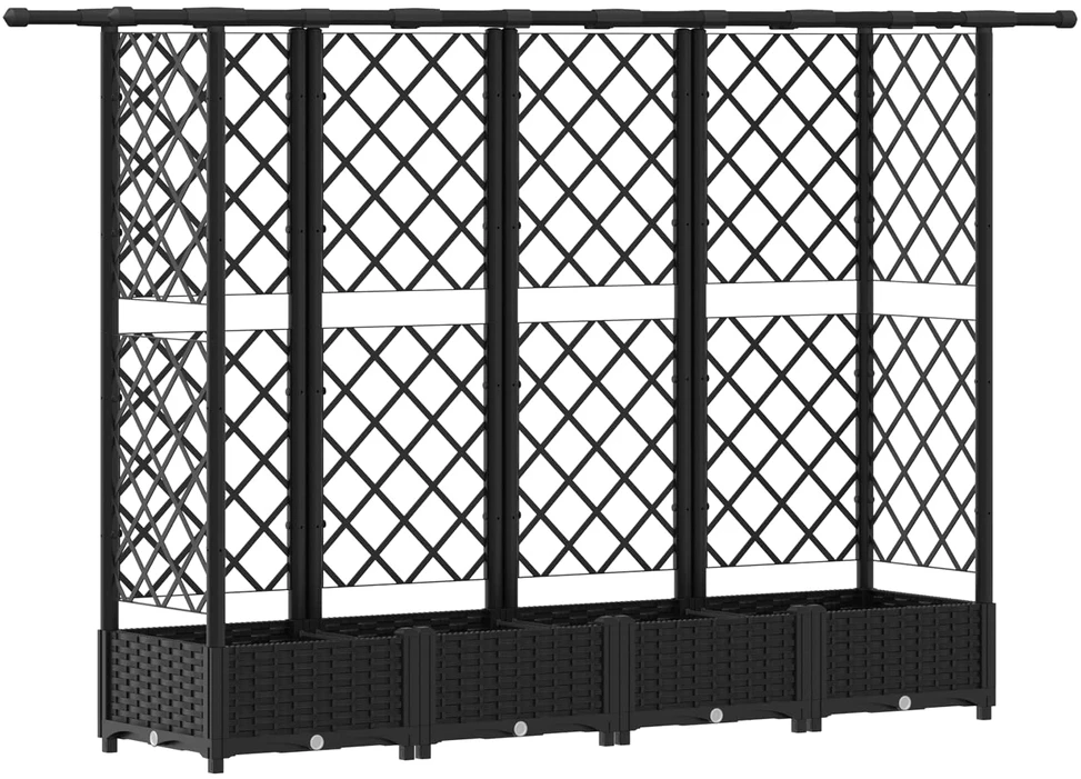 Pakeltas lovas su trelėmis ir stogu Juoda 202,5 x 40 x 121 cm