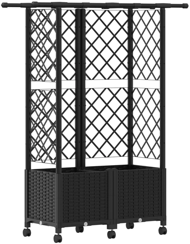 Pakeltas lovas su trelėmis ir stogu Juoda 124 x 40 x 142 cm PP