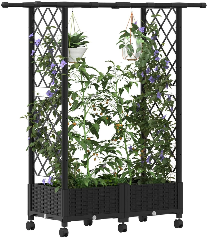 Pakeltas lovas su trelėmis ir stogu Juoda 122,5 x 40 x 127 cm
