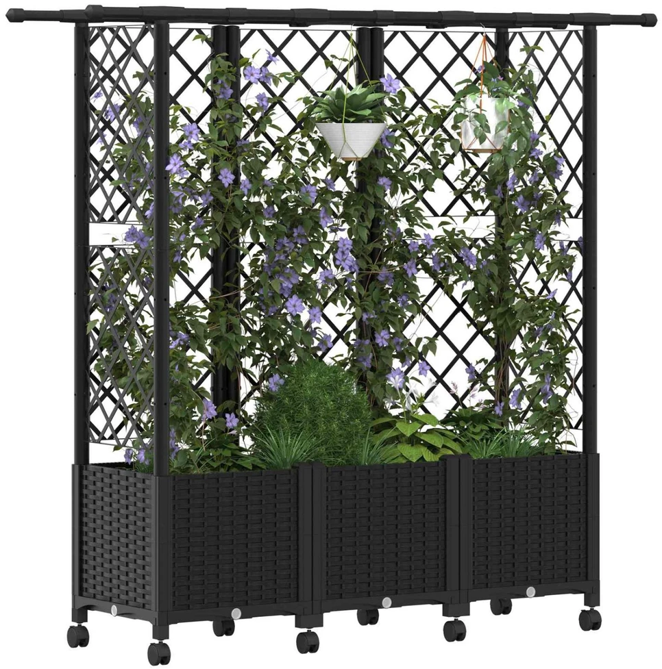 Pakeltas lovas su trelėmis ir stogu Juoda 163,5 x 40 x 142 cm